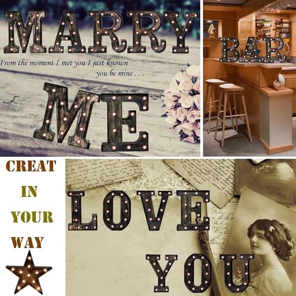 Vintage-Style LED Marquee Letter Sign for Weddings & Events