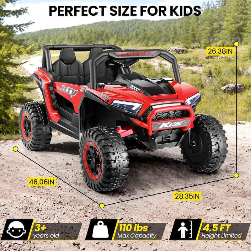 Kids' Off-Road Ride-On Car with Remote, 24V Power, Red