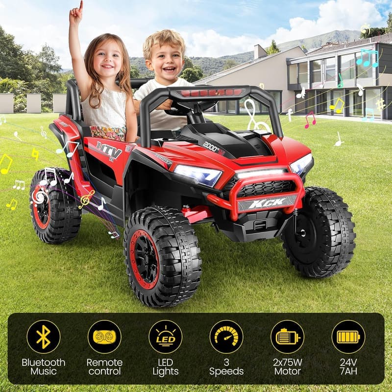 Kids' Off-Road Ride-On Car with Remote, 24V Power, Red
