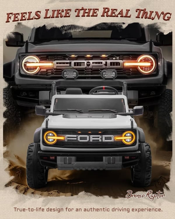 24V Ford Bronco Raptor Kids Ride-On Electric Car with Remote Control