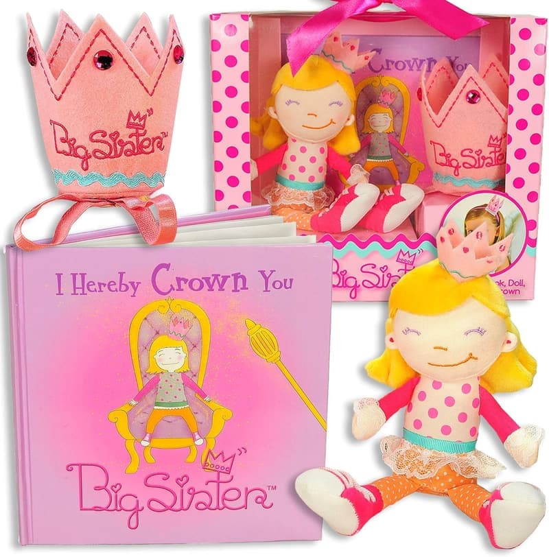 Big Sister Gift Set: Book, Doll & Crown for Sibling Announcement