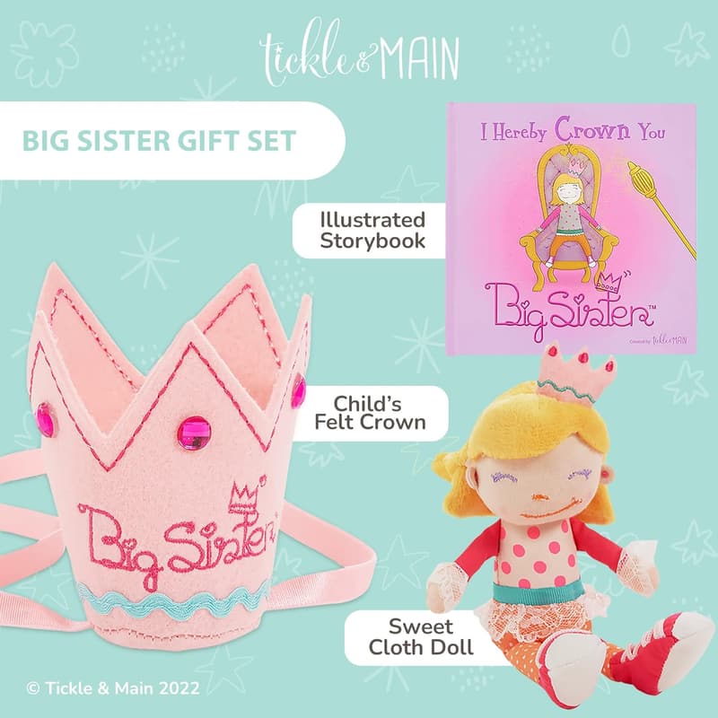 Big Sister Gift Set: Book, Doll & Crown for Sibling Announcement