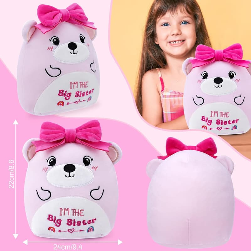 Big Sister Plush Toy - 8-Inch Soft Stuffed Animal with Bow