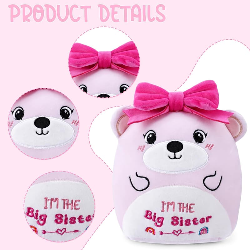 Big Sister Plush Toy - 8-Inch Soft Stuffed Animal with Bow
