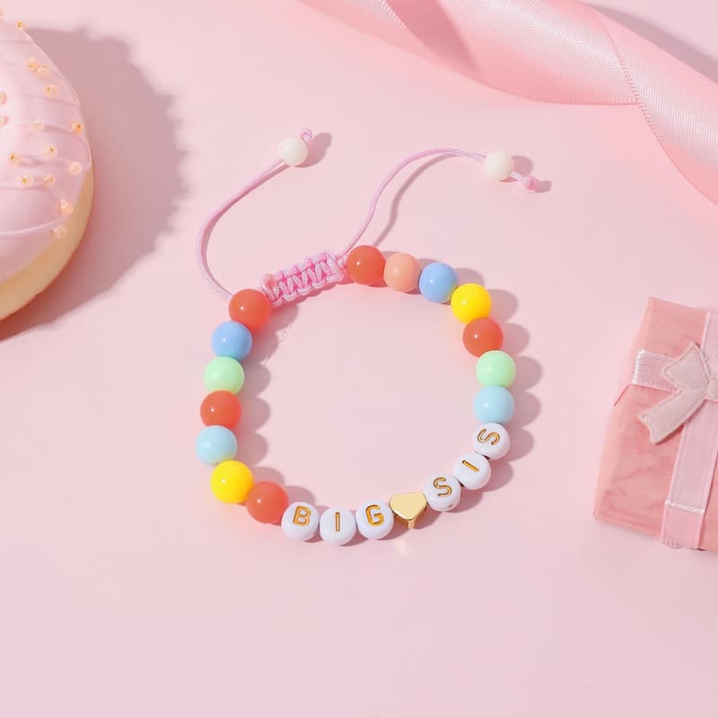Big Sister Bracelet with Colorful Letter Beads for Girls