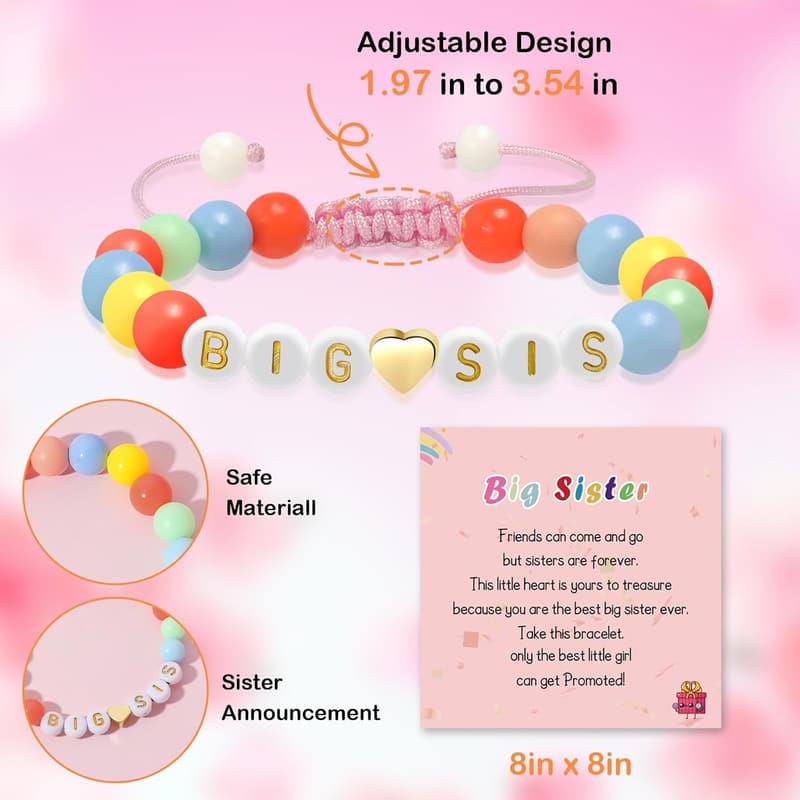 Big Sister Bracelet with Colorful Letter Beads for Girls