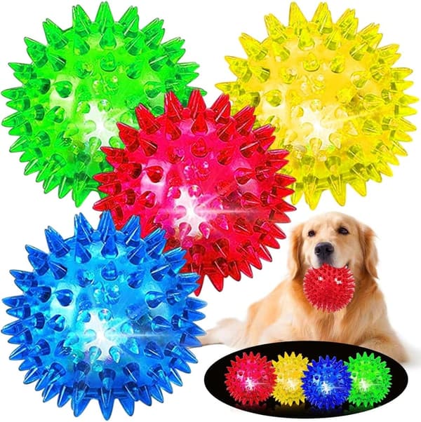 LED Squeaky Dog Balls for Aggressive Chewers