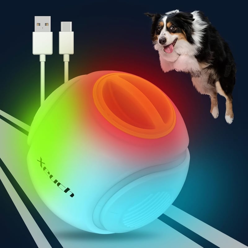 Rechargeable LED Dog Fetch Ball - Glow in the Dark, 2.5 inch