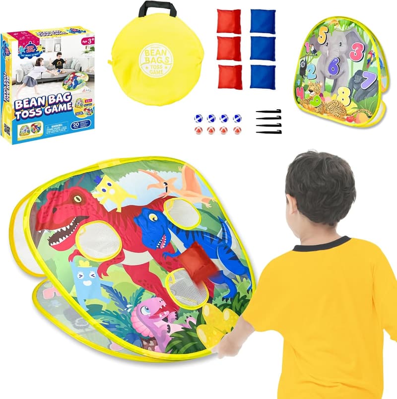 Dinosaur & Animal Bean Bag Toss Game for Toddlers - Birthday Gift