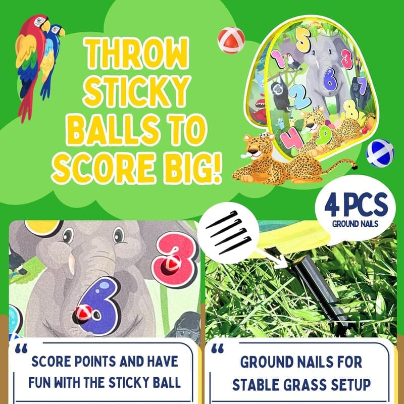 Dinosaur & Animal Bean Bag Toss Game for Toddlers - Birthday Gift