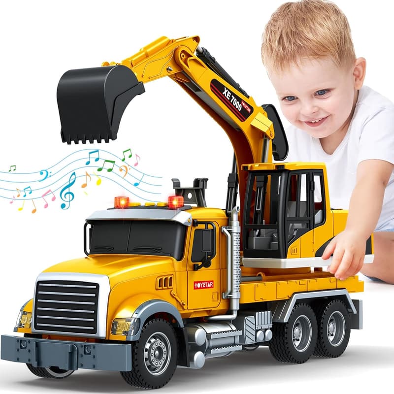 Large Excavator Toy Truck with Sound and Light for Kids