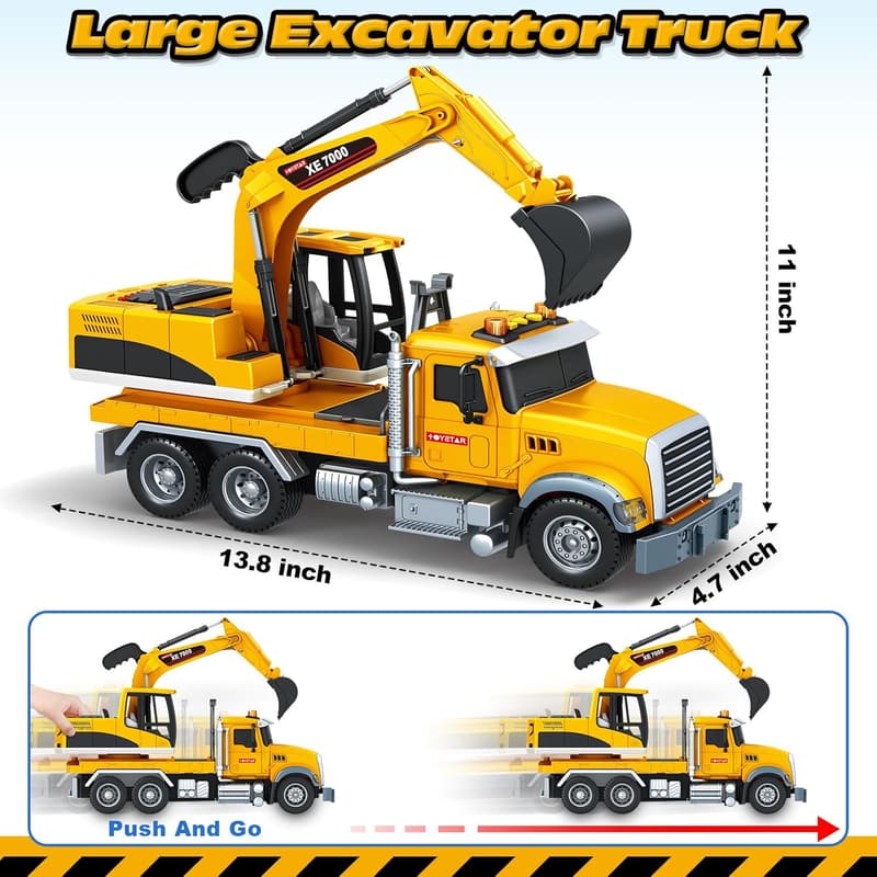 Large Excavator Toy Truck with Sound and Light for Kids