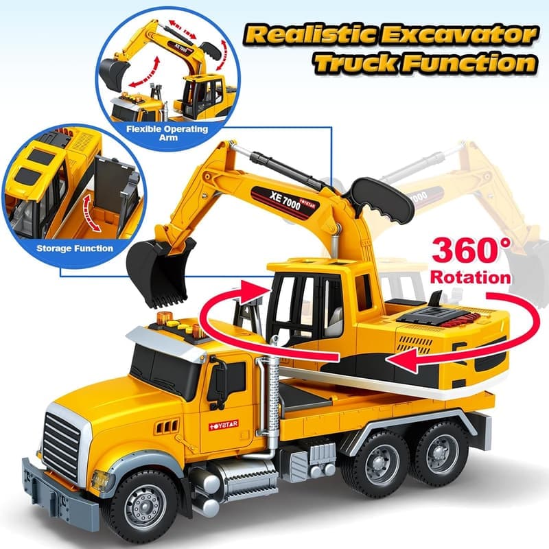 Large Excavator Toy Truck with Sound and Light for Kids