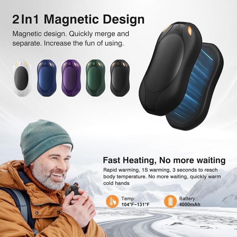 Portable Rechargeable Electric Hand Warmers - 2 Pack
