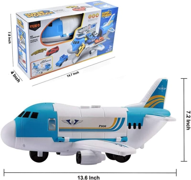 Cargo Airplane Toy Play Set for Kids 3+ Jahre (Blue)