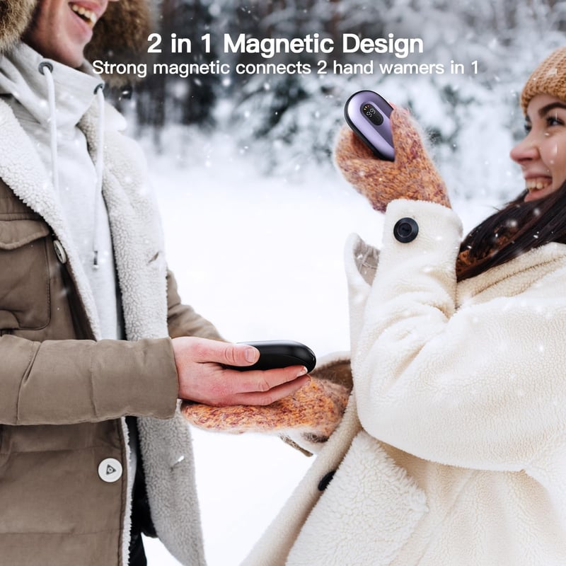 Rechargeable Magnetic Hand Warmers - Portable Heat Pack (2 Pack)