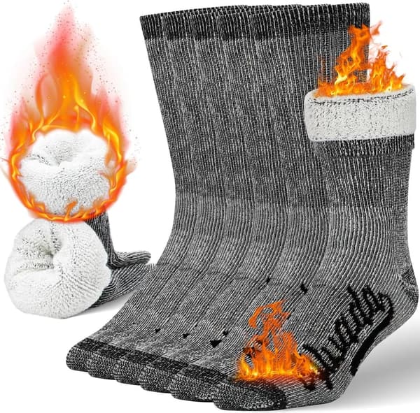 Thermal Merino Wool Hiking Socks - 3 Pairs for Men & Women