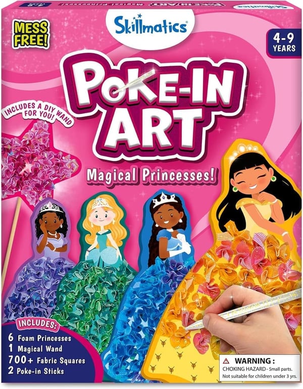 Magical Princesses Poke-in Art Kit - Mess-Free DIY Craft for Kids
