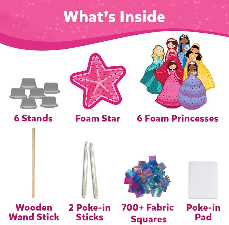 Magical Princesses Poke-in Art Kit - Mess-Free DIY Craft for Kids
