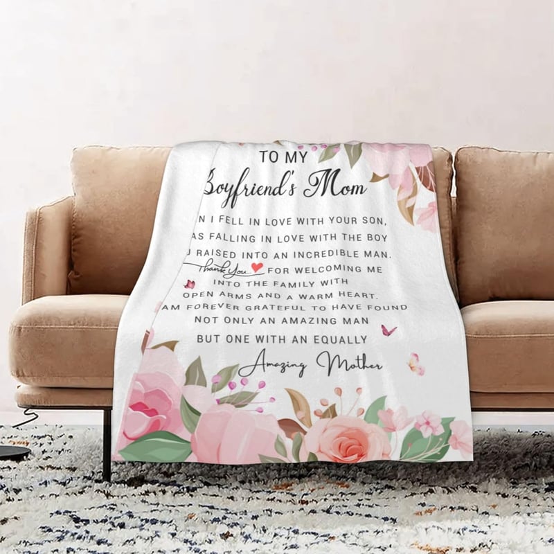 Mother's Day Throw Blanket for Boyfriend's Mom, 60