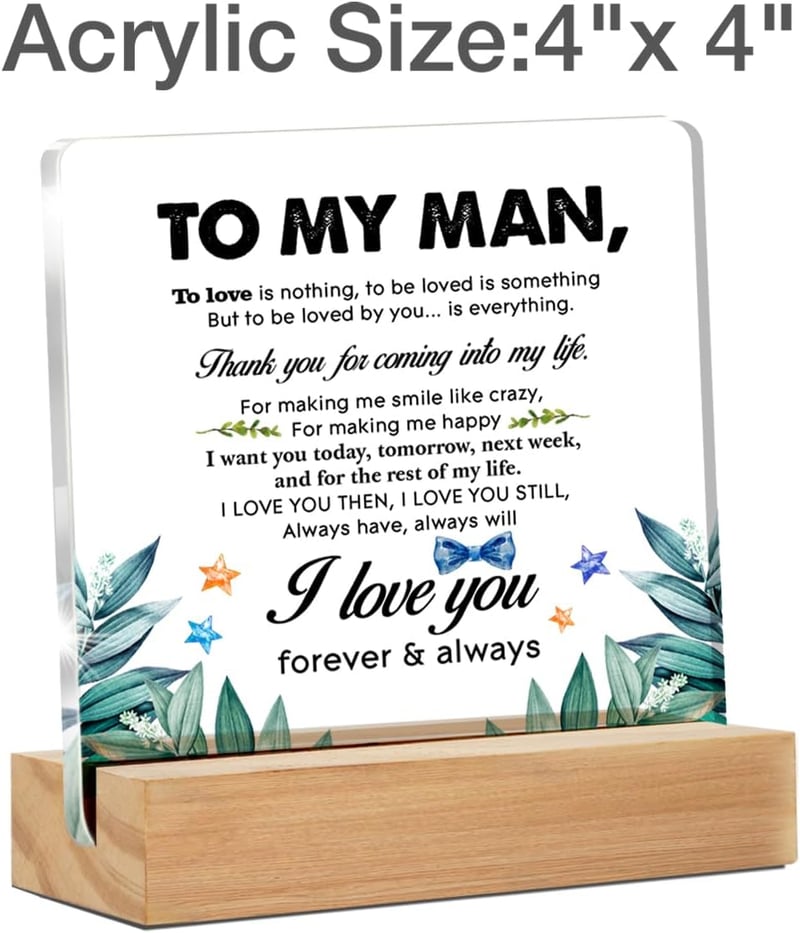 Thank You Gift for Him | Clear Acrylic Sign 4x4 Inches