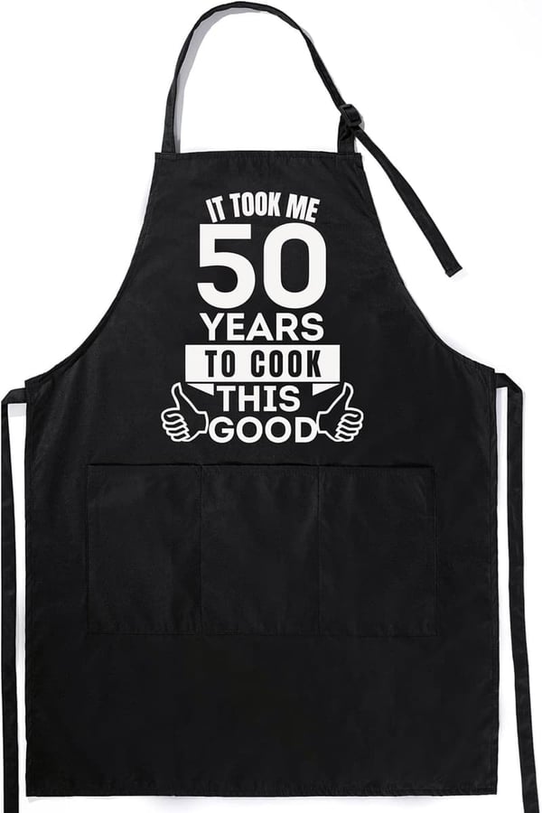 50th Birthday Apron with Pockets for Men and Women
