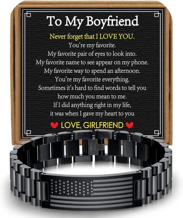 Men's Stainless Steel American Flag Bracelet for Father's Day
