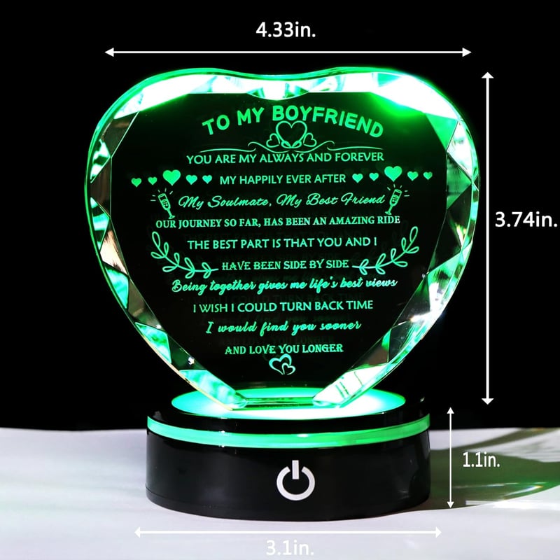 Colorful LED Heart Crystal Keepsake for Boyfriend's Birthday