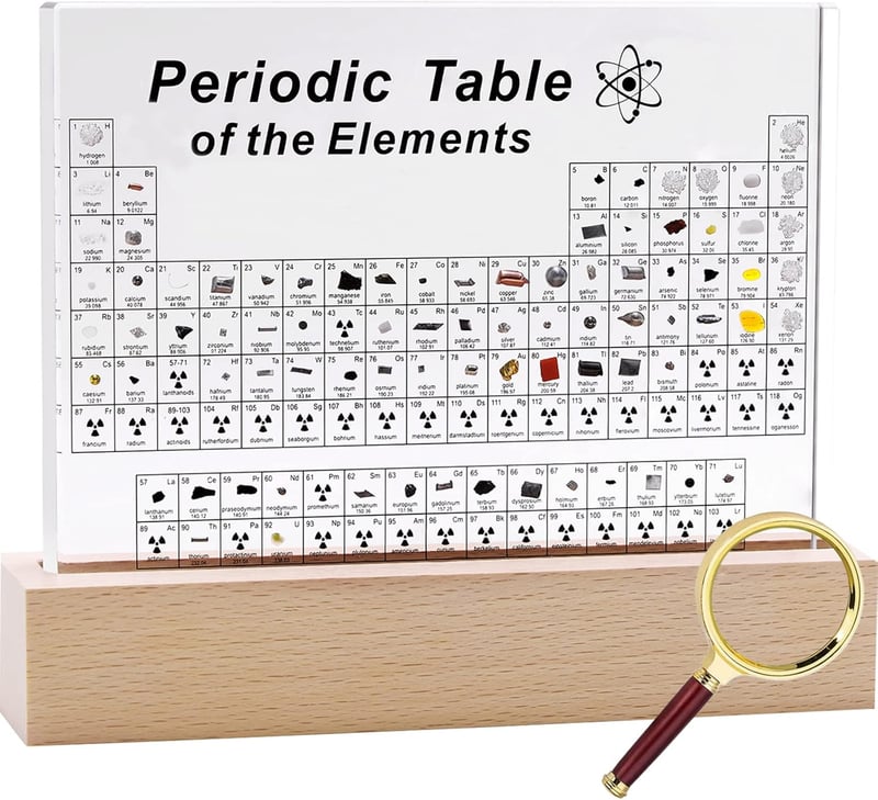 Acrylic Periodic Table Display with 83 Real Elements & Stand