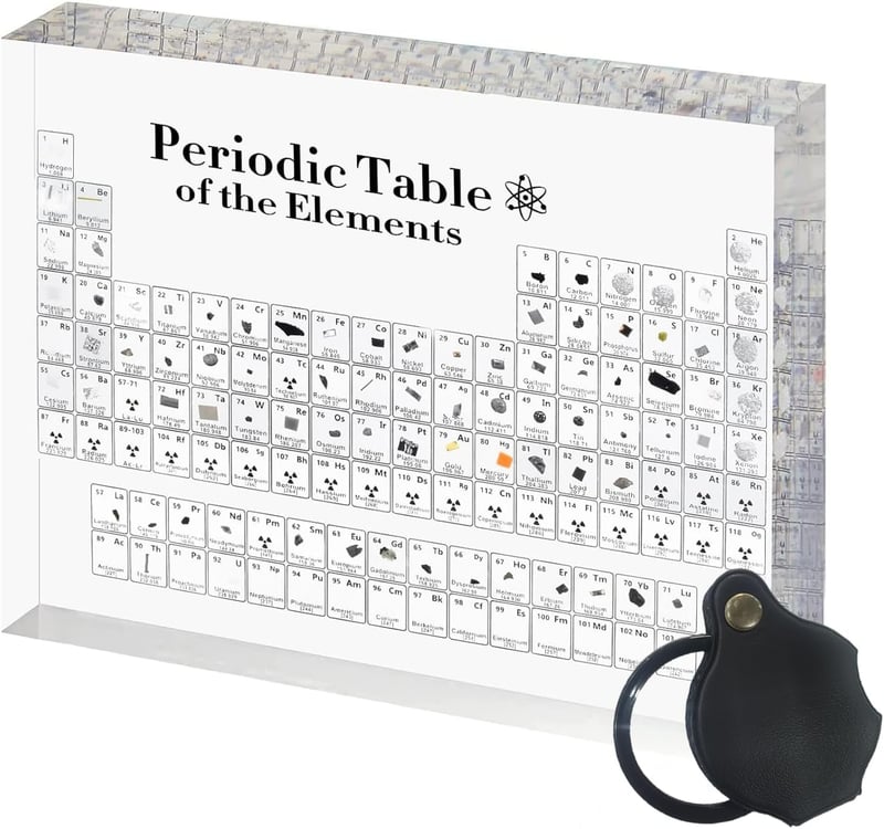 Periodic Table with Real Elements & Magnifying Glass - Unique Educational Gift