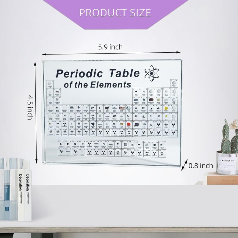 Periodic Table with Real Elements & Magnifying Glass - Unique Educational Gift