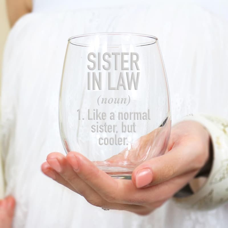 Sister-in-Law Stemless Wine Glass - Perfect Gift Idea