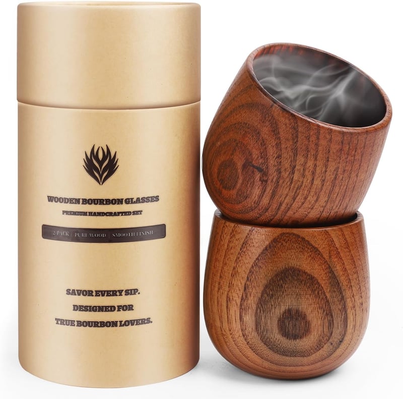 Whiskey Glasses Set of 2 - Charred Wood for Bourbon Lovers
