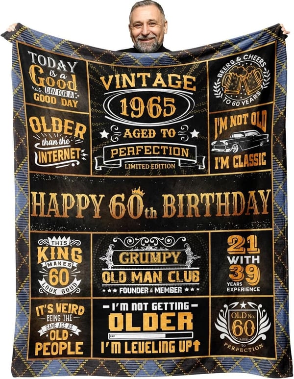 60th Birthday Blanket Gift for Men - 60