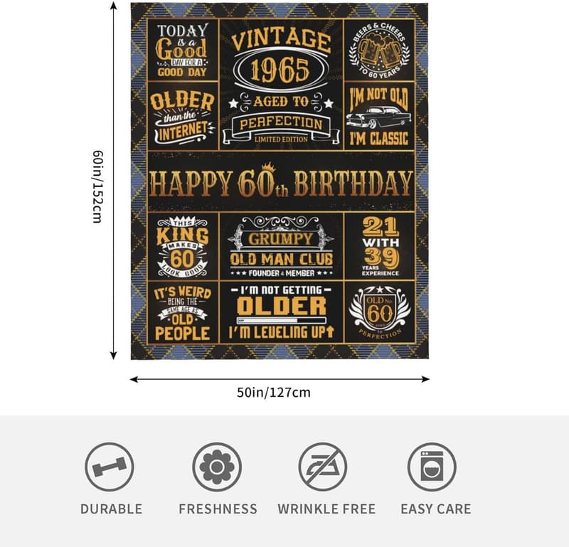 60th Birthday Blanket Gift for Men - 60