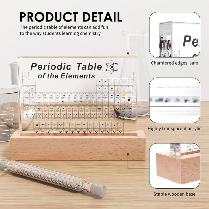 Periodic Table Craft Display with 83 Real Elements & Stand