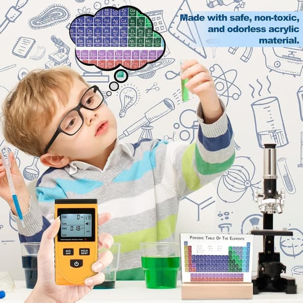 Acrylic Periodic Table Display with Wooden Stand & Magnifier