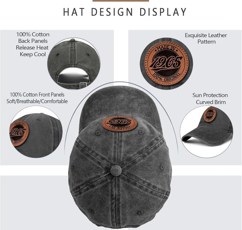 60th Birthday Vintage Cotton Baseball Cap for Everyone