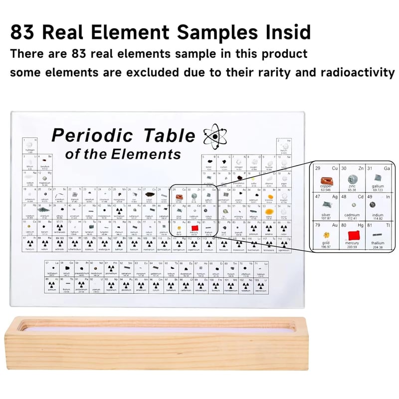 Periodic Table of Real Elements - Acrylic Educational Display