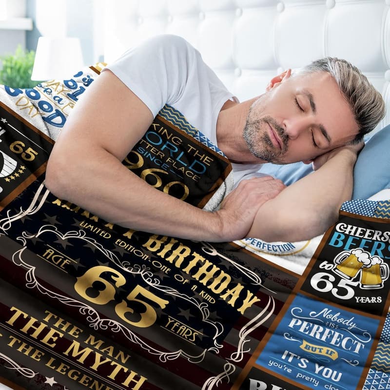65th Birthday Blanket Gift for Men - 60
