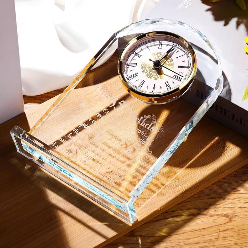 65th Birthday Glass Quartz Clock Gift for Couples and Friends