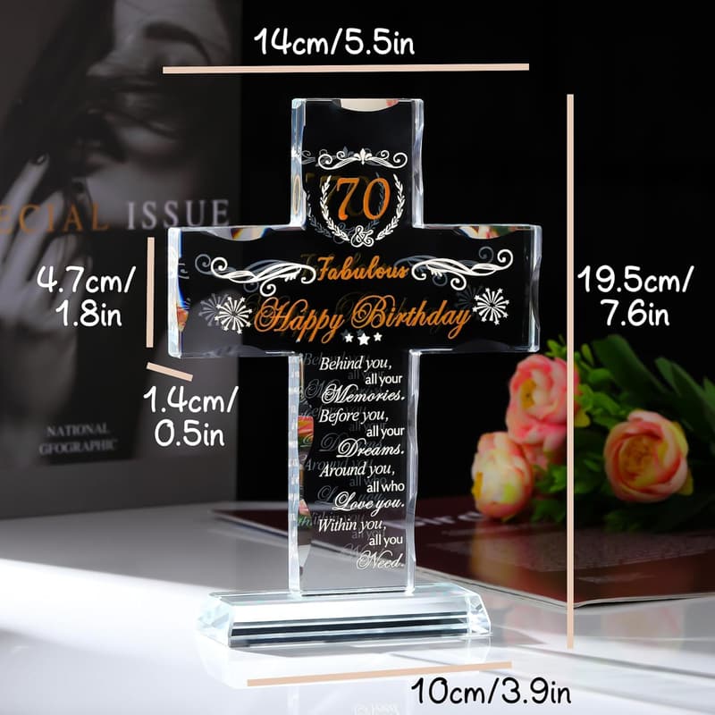 70th Birthday Religious Glass Keepsake for Mom & Dad