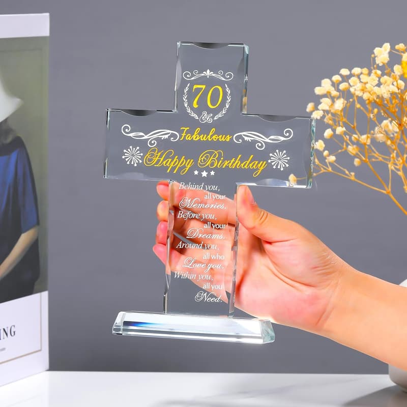 70th Birthday Religious Glass Keepsake for Mom & Dad