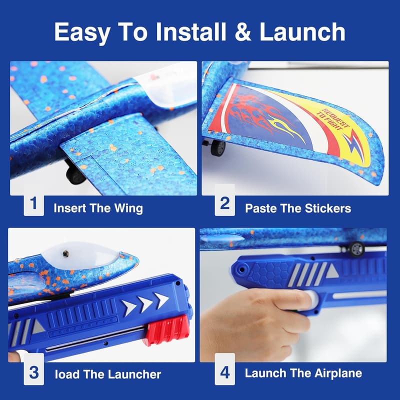 Outdoor Fun: 3-Pack Foam Airplane Launchers for Kids