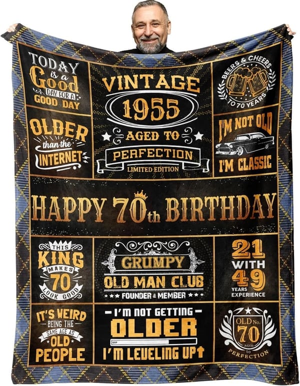 70th Birthday Blanket Gift for Men - 60