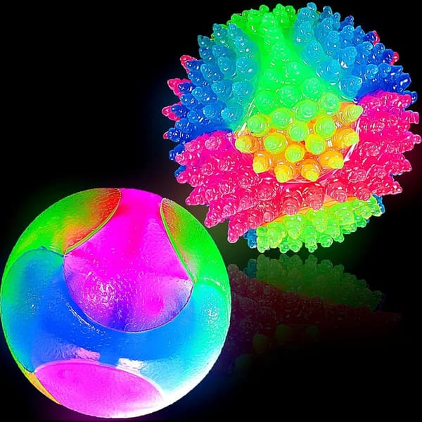 Interactive LED Dog Toy Ball - 2 Pack, Flashing & Bouncing