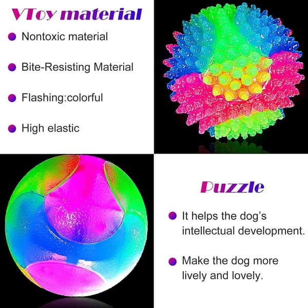 Interactive LED Dog Toy Ball - 2 Pack, Flashing & Bouncing