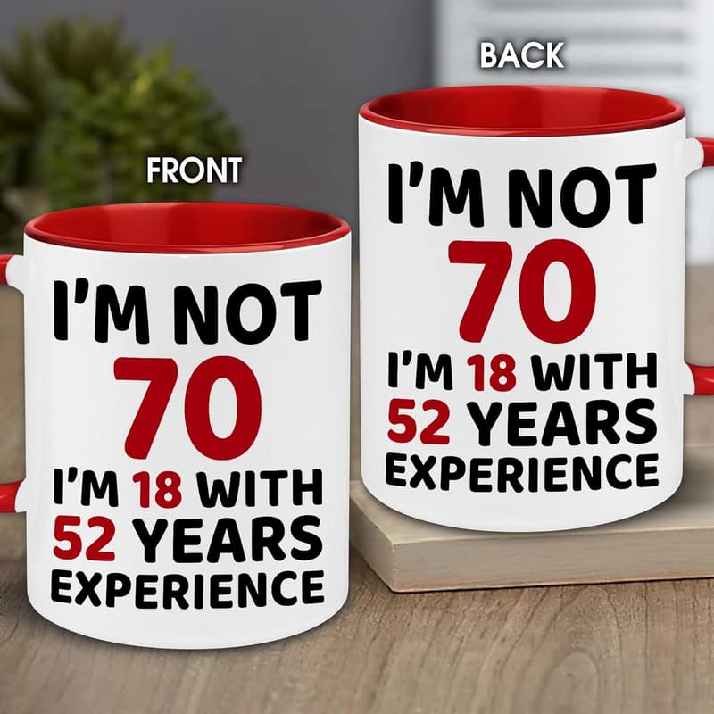 70th Birthday Gift Set - Coffee Mug & Coaster for Couples