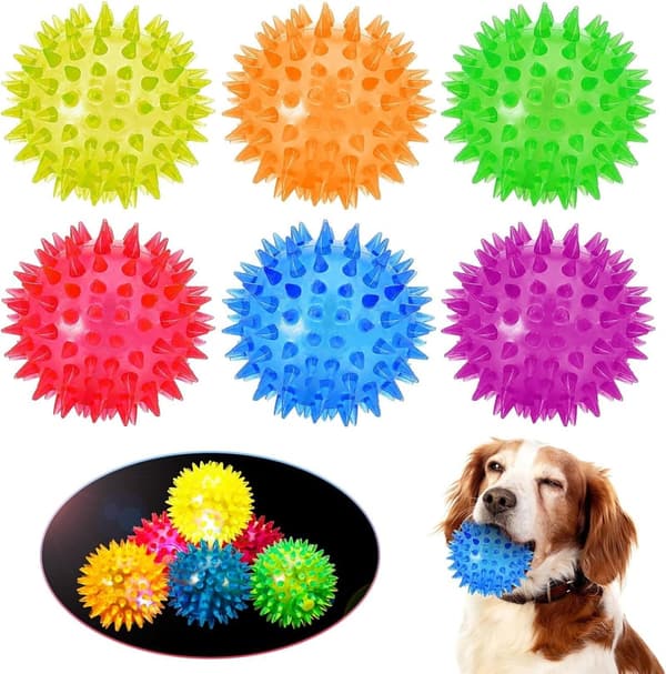 Interactive Glow-in-the-Dark Dog Chew Toy Set - 6 Pieces