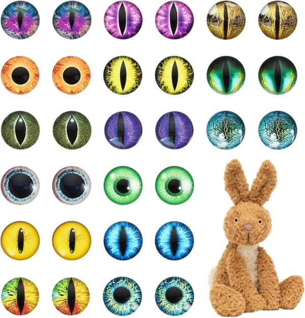 Luminous Cat Eyes Glass Cabochons for DIY Jewelry, 30 Pcs